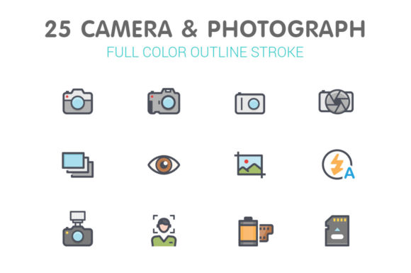 Camera and Photograph Color Icon: A Versatile Graphic Design Asset for Crafters