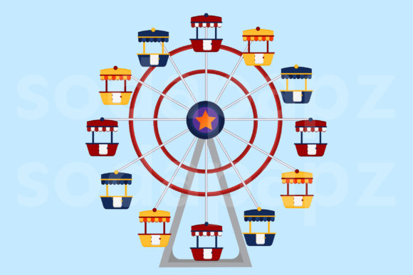 Carnival Fest Ferris Wheel: A Vibrant Graphic Design Asset for Marketing
