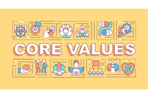 Core Values Word Concepts Banner: A Graphic Design Asset for Local Business Branding
