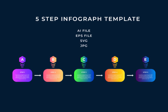 Five Step Gradient Infographic Template for Modern Branding
