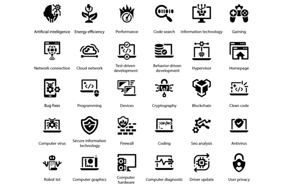 Information Technology Icons: A Modern Graphic Design Asset for Content Creators