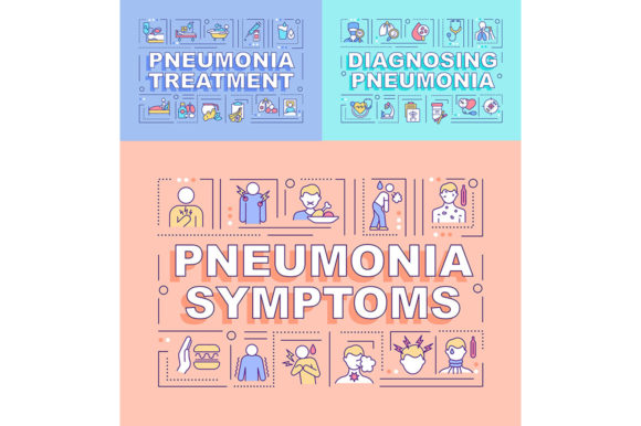 Pneumonia Word Concepts Banner Set: A Modern Graphic Template for Small Business Branding