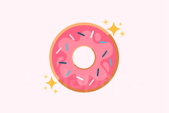 Sweet Deluxe Strawberry Donut Icon: A Playful Graphic Design Asset for Modern Content