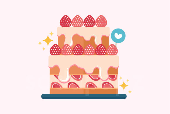 Sweet Deluxe Strawberry Shortcake Icon for Graphics and Branding