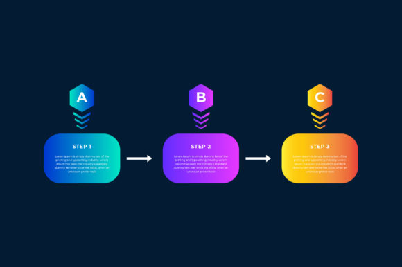 Three Step Gradient Infographic Template for Graphics and Infographics