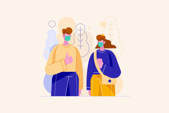 Wearing Mask Campaign Illustration for Digital Sellers